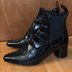 Zara Leather Croc Booties